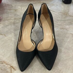 Black textured pumps 3 inch heel